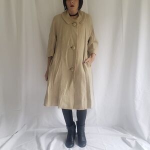60s Beige Wool‎ Swing Coat